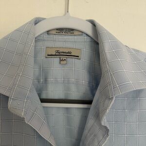 Faconnable Sky Blue Grid Pattern Shirt